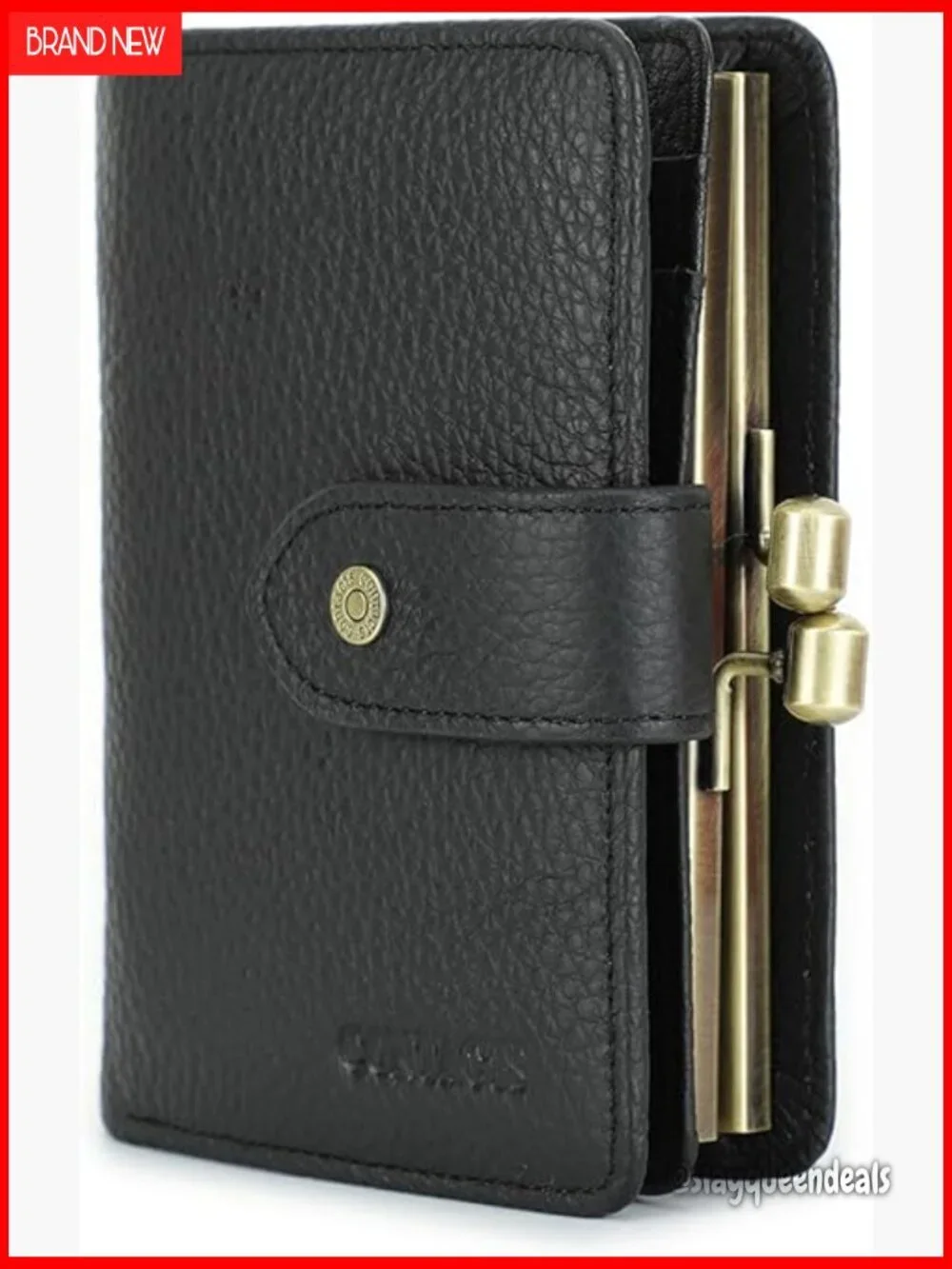 Full Grain Leather Kiss Lock Wallet with RFID Blocking and Coin Pocket